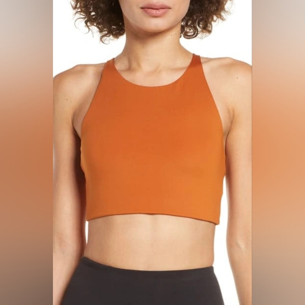 Girlfriend Collective Women's Sports Bra in Rust...topanga Halter Bra..size:S